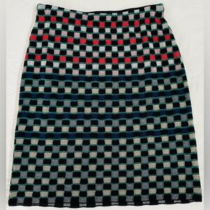 Colorful Chess print knit pencil skirt